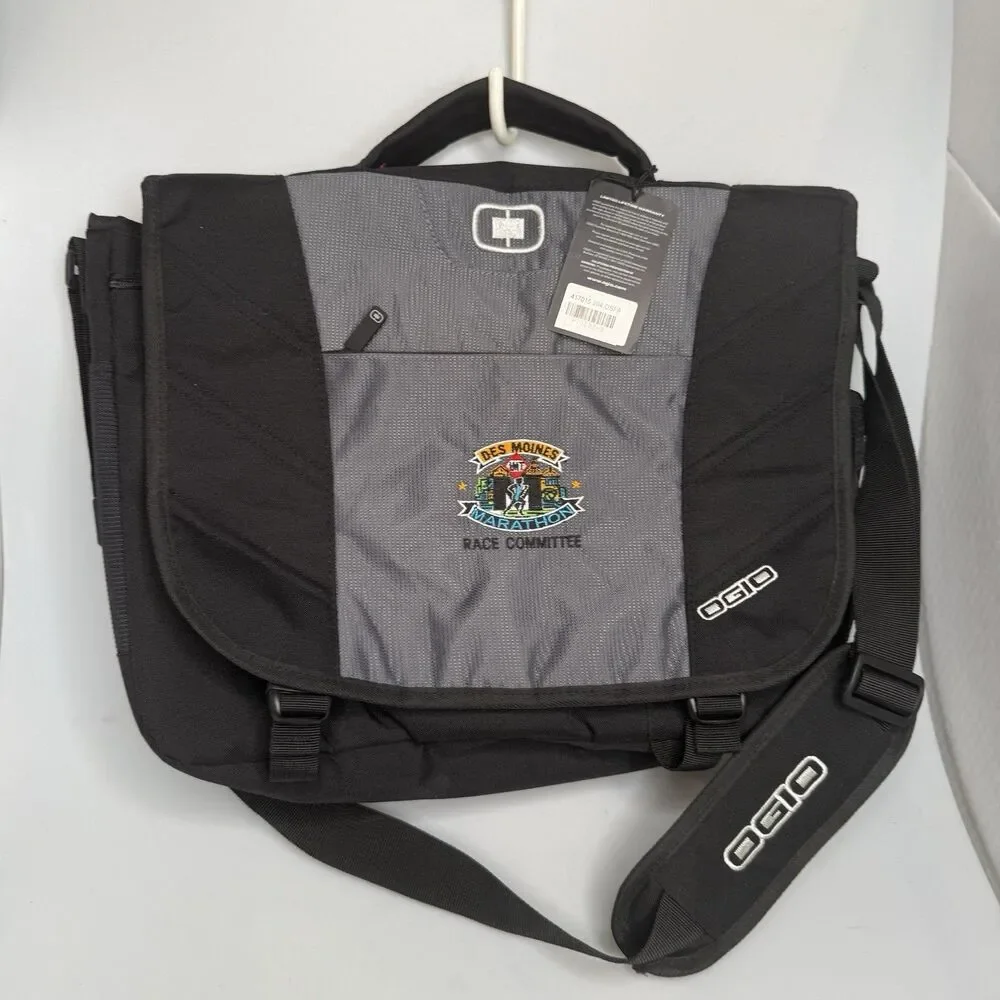 OGIO Upton Laptop Messenger Bag Black Model 417015 Des Moines Marathon Logo